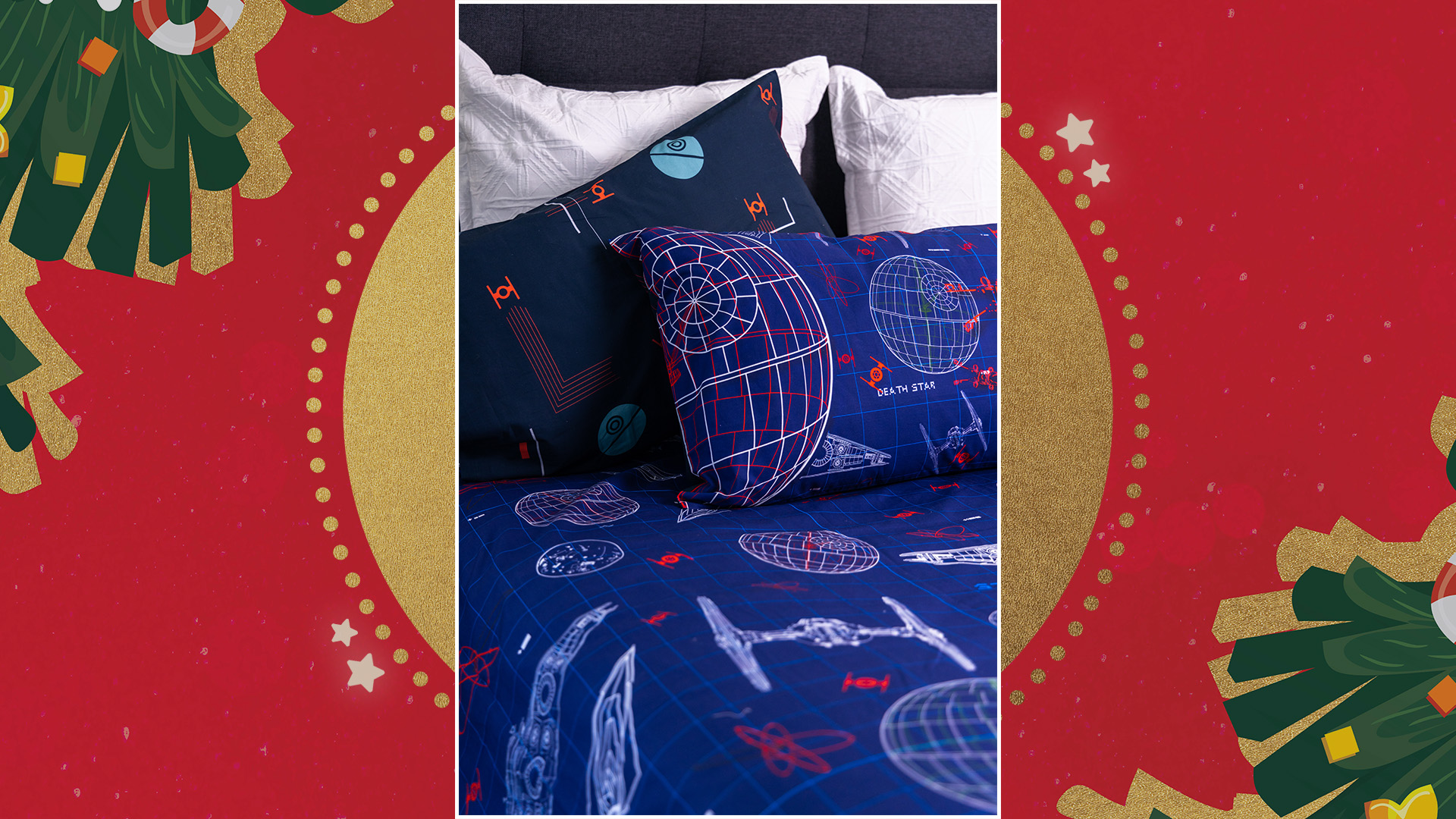 Star Wars - Death Star Quilt Cover Set - Queen - Christmas